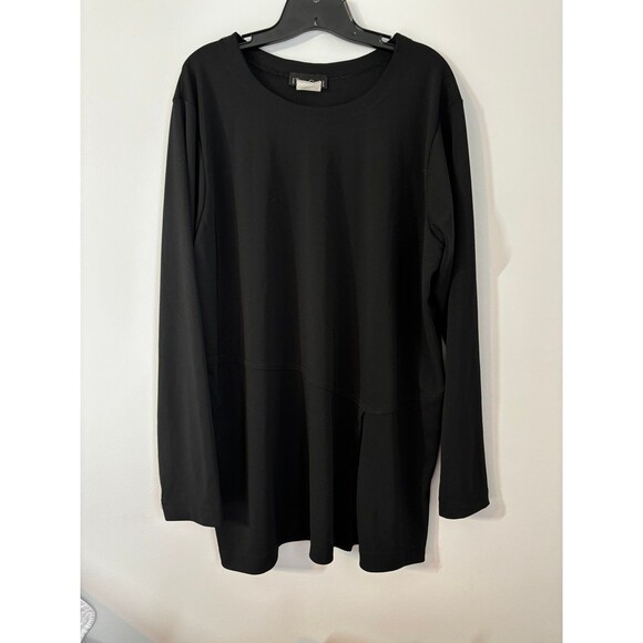 VINTAGE TALL GIRL BLACK LOMG SLEEVE FLOWY DRESS BLOUSE SIZE XL - Picture 1 of 7